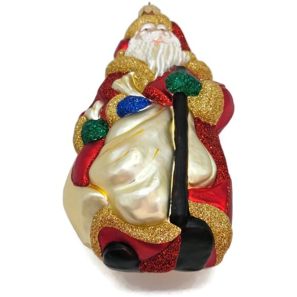 Patricia Breen Cubist Santa Claus Red Gold Accent Cubism Art Christmas Ornament - Picture 10 of 11